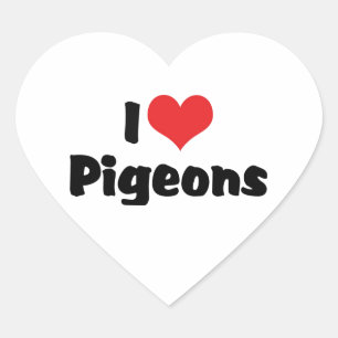 Sticker Cœur J'adore les pigeons à coeur - Amateur d'oiseaux