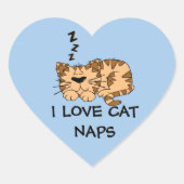 Sticker Cœur J'adore les siestes de chat, (Devant)
