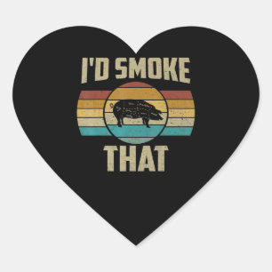 Sticker Cœur J'Ai Fumé Que Drôle Rétro BBQ Pig Grill De Viande