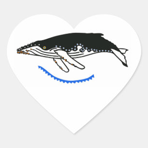 Sticker Cœur J'aime BALEINES À BALEINE - Marine - Bleu Océan