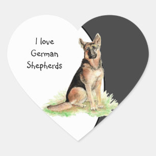 Sticker Cœur J'aime berger allemand chien, animal de compagnie