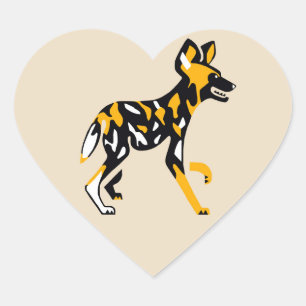 Sticker Cœur J'aime Cape Hunter dogs - African Wild dogs -