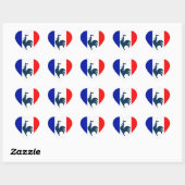 Sticker Cœur J'aime coq drapeau France (Feuille)