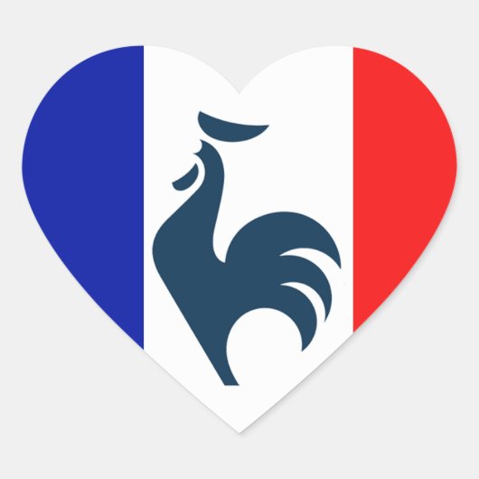 Sticker Cœur J'aime coq drapeau France (Devant)