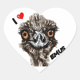 STICKER CŒUR J'AIME DES ÉMEUS