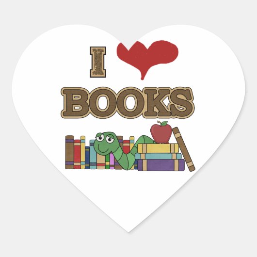 Sticker Cœur J'aime des livres (Devant)