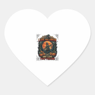 Sticker Cœur J'aime Halloween Squelette Épouvantail Pleine Lune