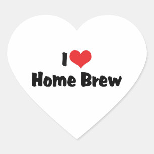 Sticker Cœur J'aime Heart Home Brew - Amateur de Bière