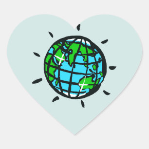 Sticker Cœur J'aime la planète TERRE - Conservation - Nature -