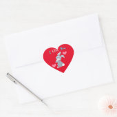 Sticker Cœur J'aime Lapin Rouge Rose Coeur Mignon Cool (Enveloppe)