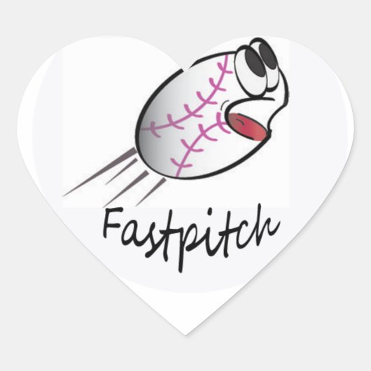 Sticker Cœur J'Aime Le Softball (Devant)