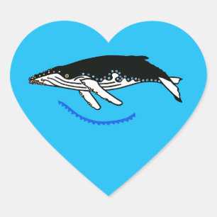 Sticker Cœur J'aime les baleines à bosse - Nature - Sous la mer