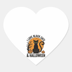 Sticker Cœur J'aime les chats noirs Halloween Vintage Design de