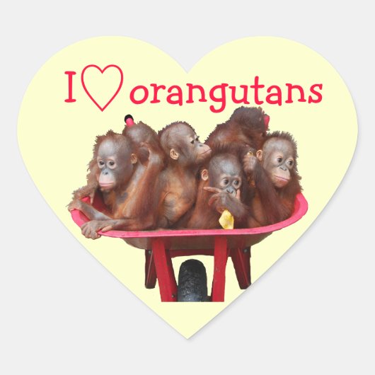 Sticker Cœur J'Aime Les Orangutans (Devant)