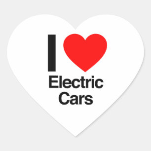 Sticker Cœur j'aime les voitures électriques