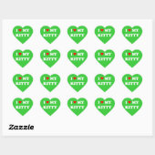 Sticker Cœur J'aime mon chaton (Feuille)