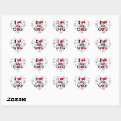 Sticker Cœur J'aime mon chien Paw Watermark (Feuille)