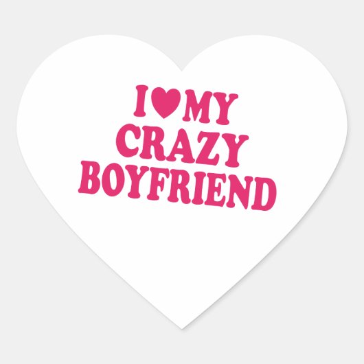 Sticker Cœur J'aime mon copain fou (Devant)