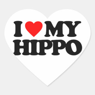 STICKER CŒUR J'AIME MON HIPPOPOTAME