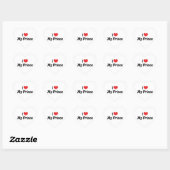Sticker Cœur J'aime mon prince (Feuille)