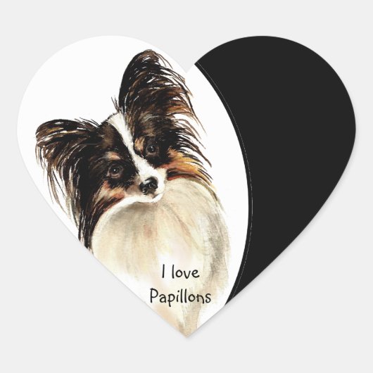 Sticker Cœur J'aime Papillons Chien, Animal de compagnie (Devant)