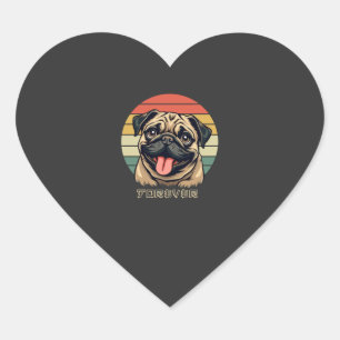 Sticker Cœur J'aime Pug pour toujours � Conception de amateur d