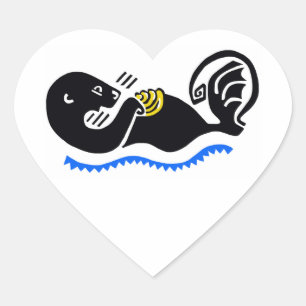 Sticker Cœur J'aime Sea OTTERS - Faune - Nature - Océan