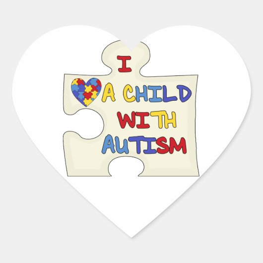 Sticker Cœur J'aime un enfant autiste (Devant)
