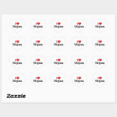 Sticker Cœur J'aime Virginia (Feuille)