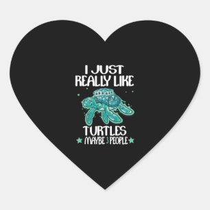 Sticker Cœur J'aime vraiment les tortues et peut-être 3 personn