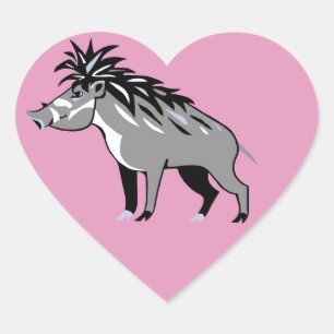 Sticker Cœur J'aime Warty PIGS - Faune -Facochère - Rose
