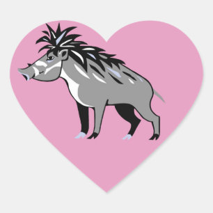 Sticker Cœur J'aime Warty PIGS - Faune - Nature -