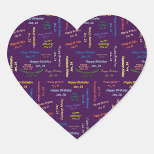 Sticker Cœur Janvier, 24 Anniversaire