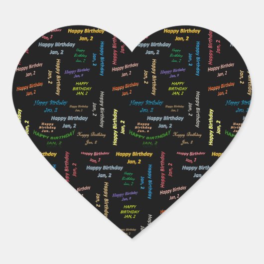 Sticker Cœur Janvier 2 Anniversaire (Devant)