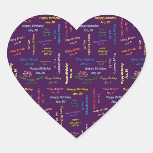 Sticker Cœur Janvier, 30 Anniversaire (Devant)