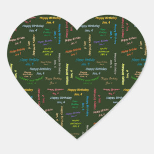 Sticker Cœur Janvier 4 Anniversaire