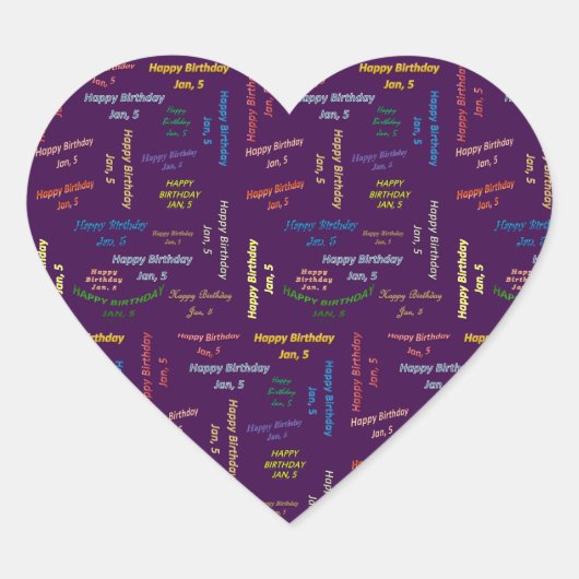 Sticker Cœur Janvier 5 Anniversaire (Devant)