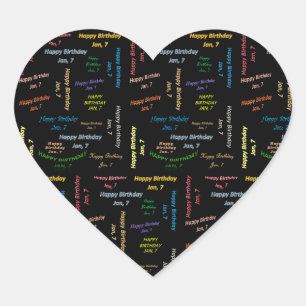 Sticker Cœur Janvier 7 Anniversaire
