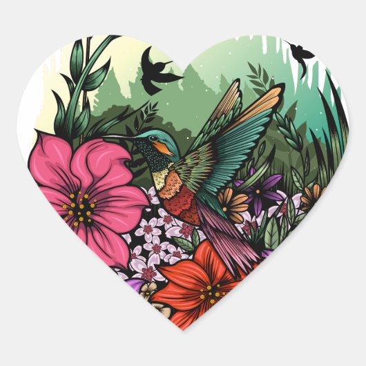 Sticker Cœur Jardin des colibris (Devant)