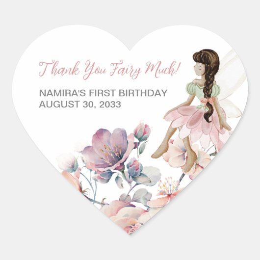 Sticker Cœur Jardin Enchanté Petite Fée Anniversaire Favoriser (Devant)