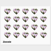 Sticker Cœur Jardin Fleur De Faisée Violet Blanc Avec Beaucoup  (Feuille)