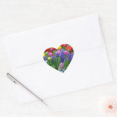 Sticker Cœur Jardin fleuri coloré (Enveloppe)