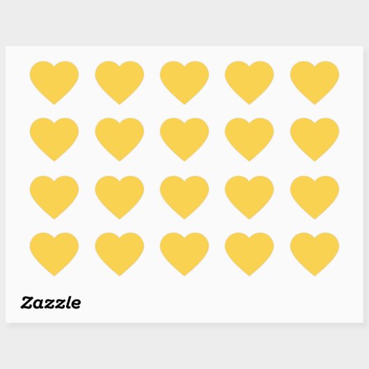 Sticker Cœur Jaune Clair (de couleur or), (Feuille)