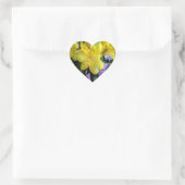 Sticker Cœur Jaune et Fleurs Lilac Violettes (Sac)