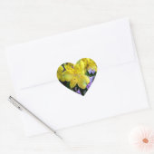 Sticker Cœur Jaune et Fleurs Lilac Violettes (Enveloppe)