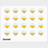 Sticker Cœur Jaune, Noir Mariage Favor Merci Message (Feuille)