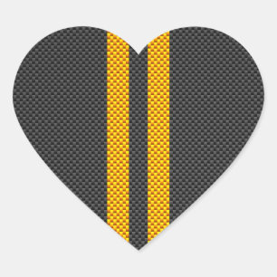Sticker Cœur Jaune Tirages de course Carbone Fiber Style