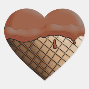 Sticker Cœur Je (Coeur) Crème de glace ! Chocolat