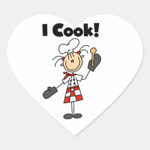Sticker Cœur Je cuisine - Chef féminin