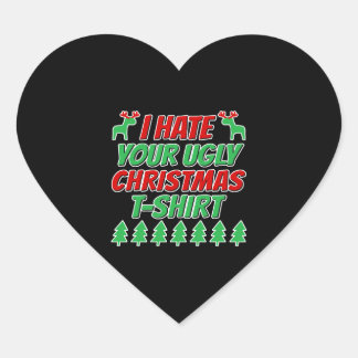 Sticker Cœur Je déteste ton vilain t-shirt de Noël